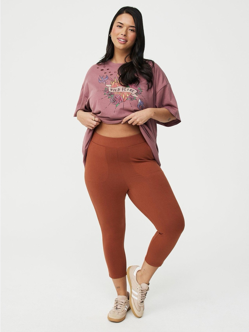 torrid Rust Pull-On Capri Pants with Front Pockets C99